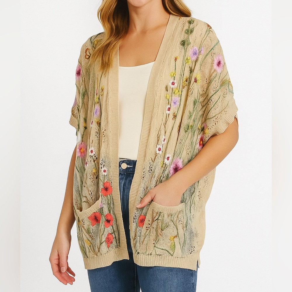 Mesh and Lace Floral Cardigan